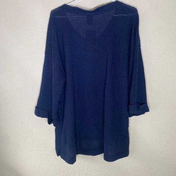 NWT‎ Lildy Waffle Knit Tunic Womens L-XL Navy Blue 3/4 Rolled Sleeve - Picture 8 of 12